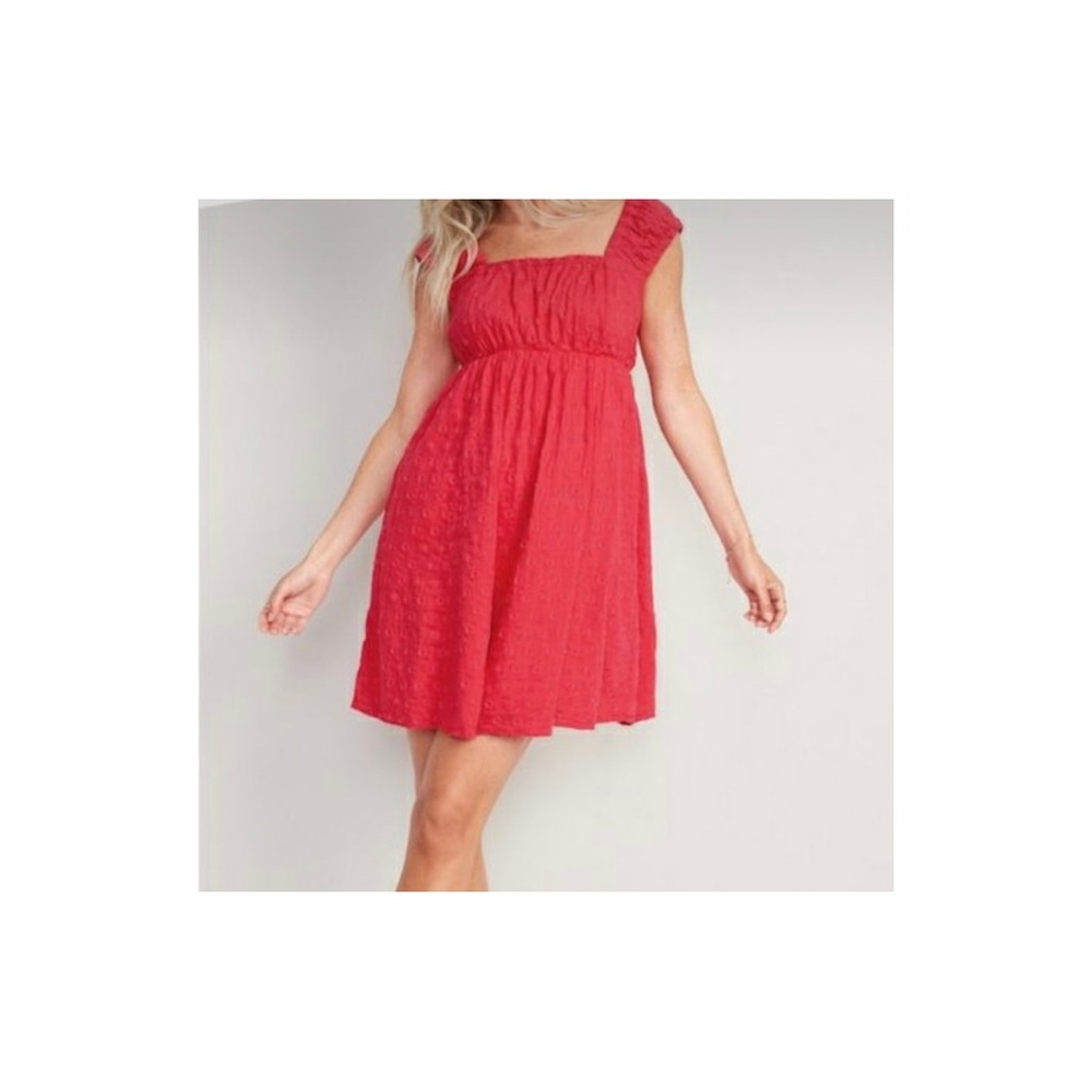NWT Old Navy Cap Sleeve Floral Print Bow Detailed Mini Swing dress